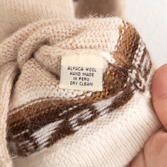 Alpaca Wool Cardigan Sweater In Neutrals Large Peru - Picture 8 of 9